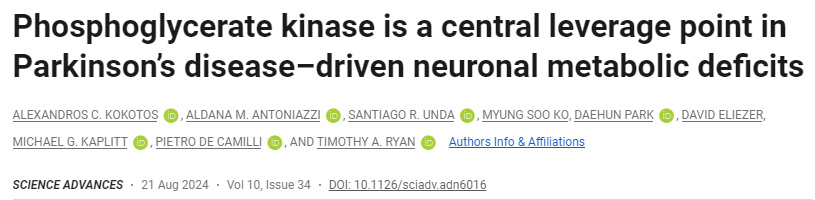磷酸甘油酸激酶是帕金森病驅(qū)動的神經(jīng)元代謝缺陷的核心杠桿點 磷酸甘油酸激酶是帕金森病驅(qū)動的神經(jīng)元代謝缺陷的核心杠桿點