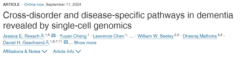 
單細(xì)胞基因組學(xué)揭示癡呆癥的交叉疾病和疾病特異性途徑
