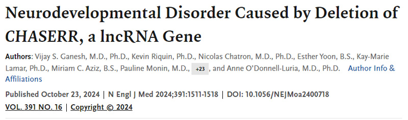 
lncRNA基因CHASERR缺失引起的神經(jīng)發(fā)育障礙