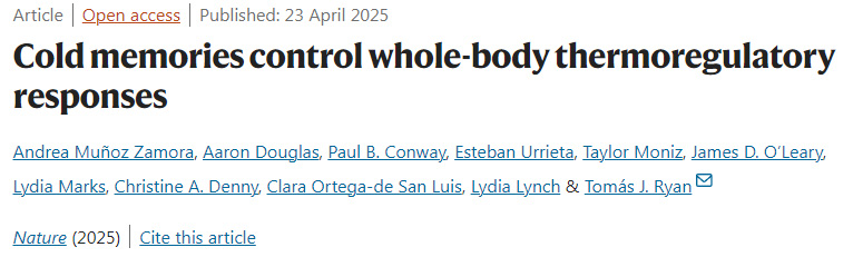  寒冷記憶調(diào)控全身體溫調(diào)節(jié)反應(yīng)