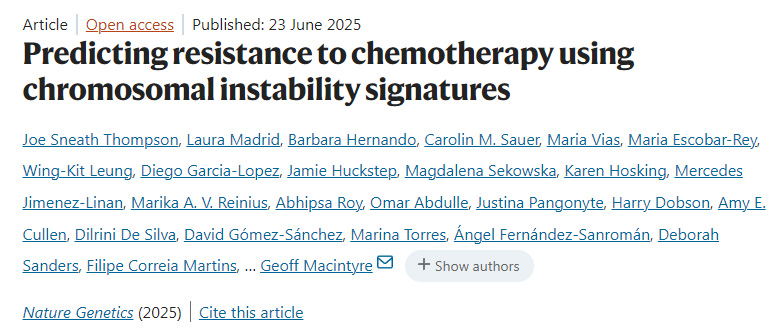 利用染色體不穩(wěn)定性特征預(yù)測化療耐藥性
