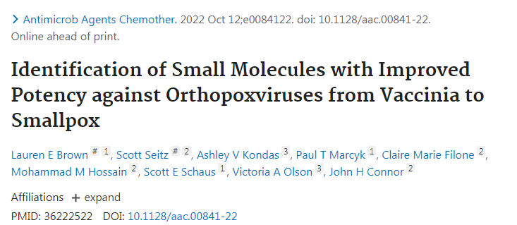 開發(fā)一種新型化合物可以用于預防所有經(jīng)測試的引起人類疾病的痘病毒