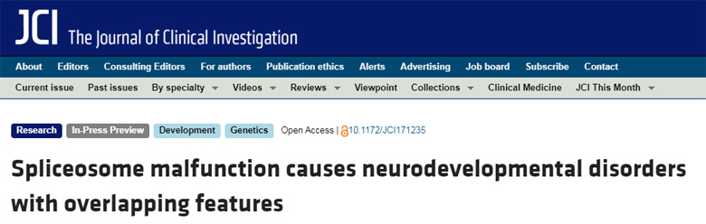 剪接體功能障礙導致具有重疊特征的神經發(fā)育障礙 剪接體功能障礙導致具有重疊特征的神經發(fā)育障礙