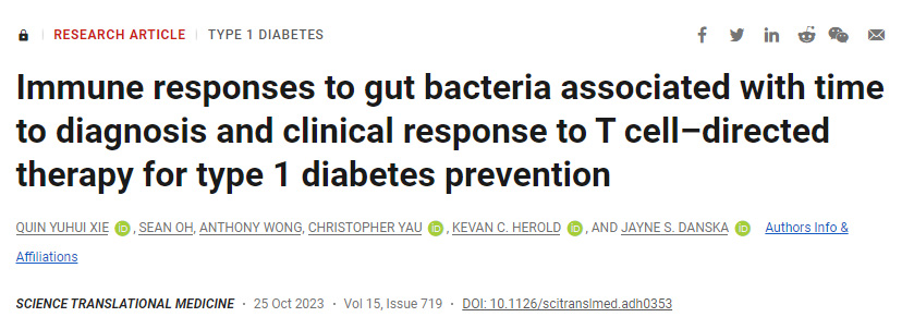 追蹤腸道微生物組如何影響1型糖尿病患者對替普魯單抗的反應(yīng)