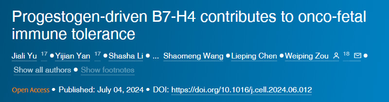 孕激素驅動的B7-H4有助于癌胚免疫耐受